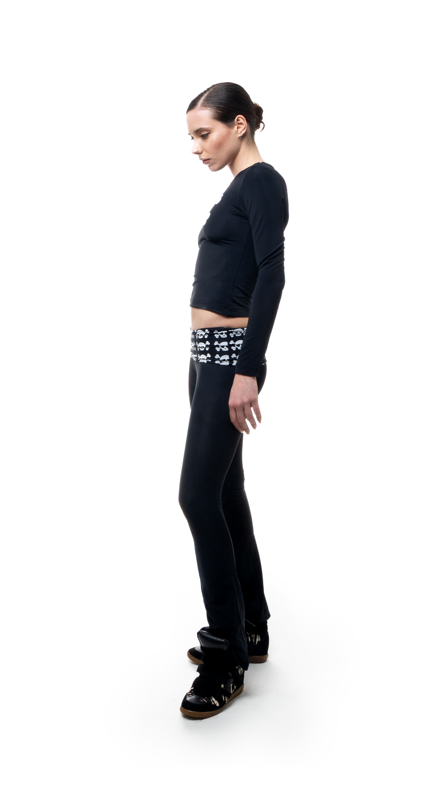 Cutie Skull Long Top Black