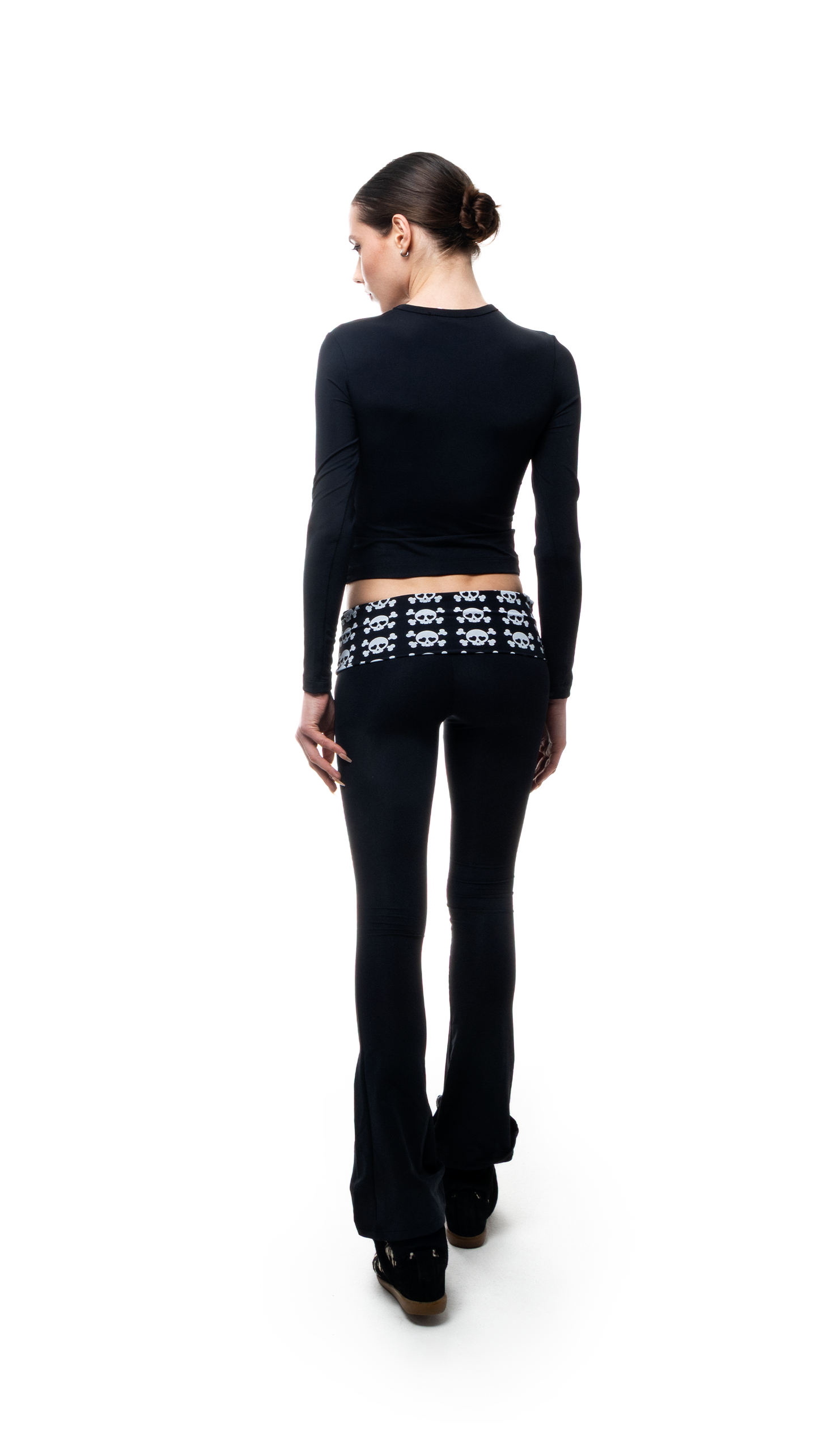 Cutie Skull Long Top Black